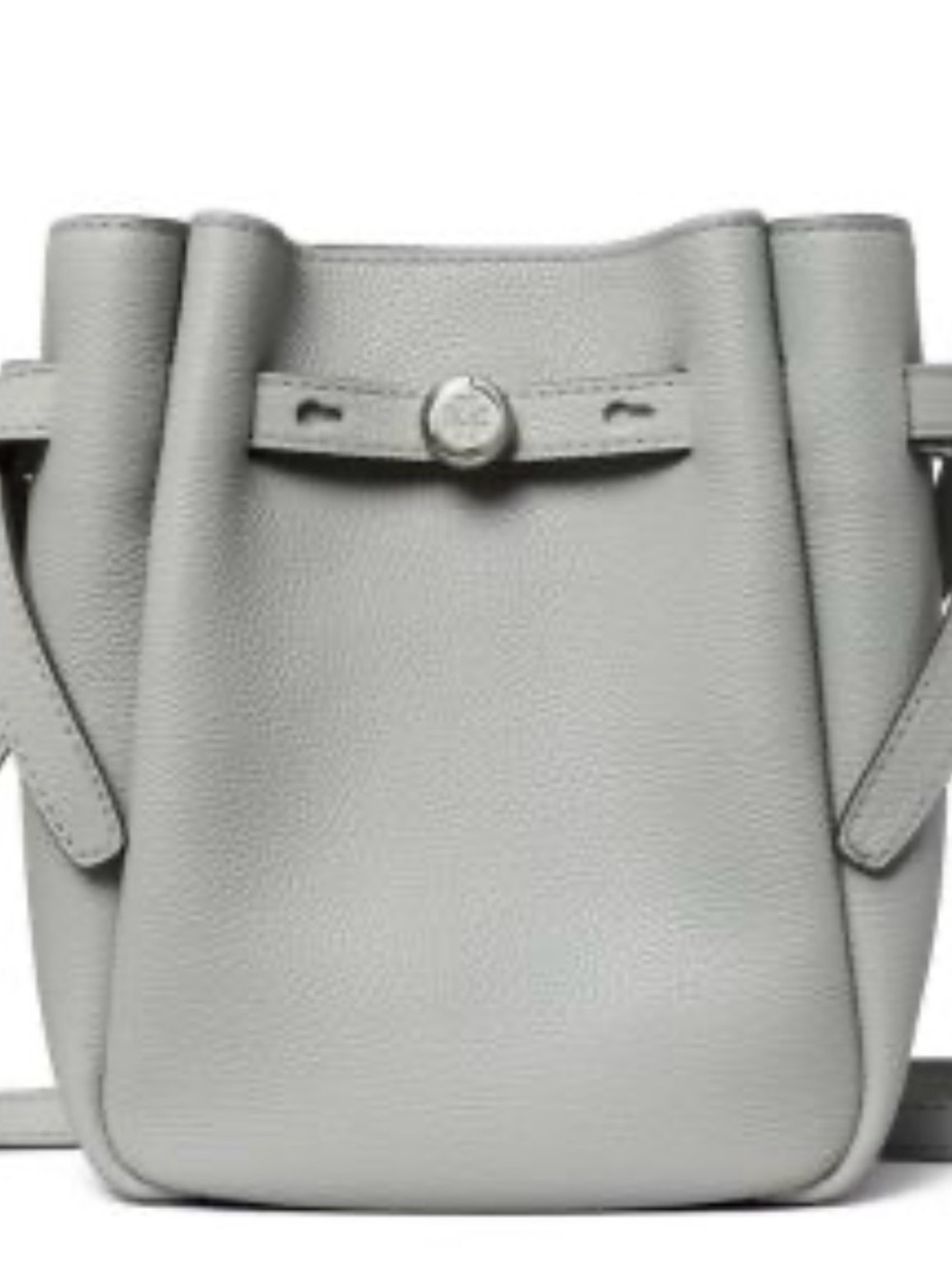 Tory Burch Light Gray Pebbled Leather Crossbody